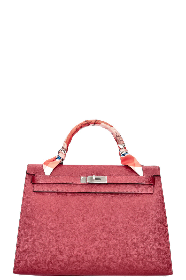 HERMÈS Kelly 35 Horse Shoe Epsom Sellier Rouge