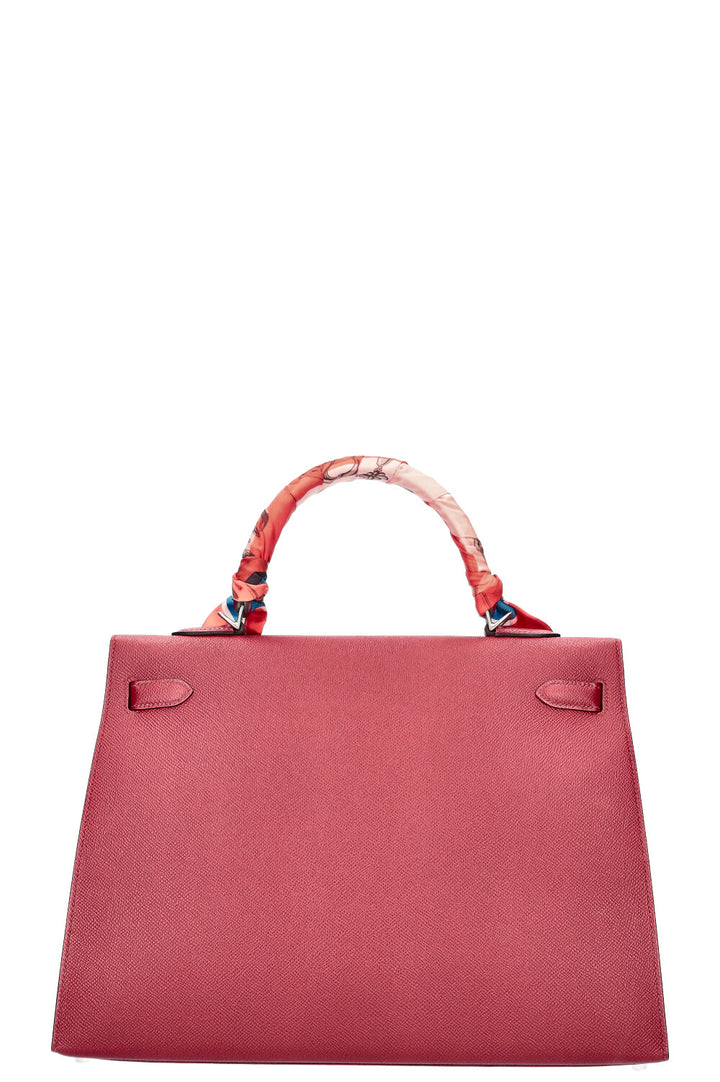 HERMÈS Kelly 35 Horse Shoe Epsom Sellier Rouge