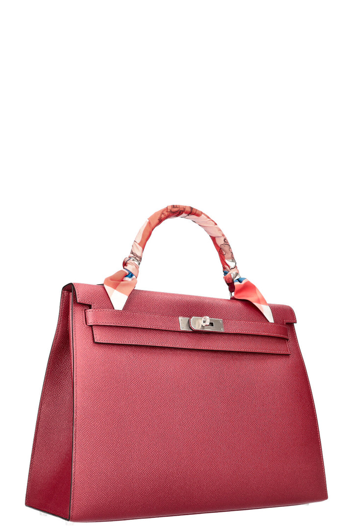 HERMÈS Kelly 35 Horse Shoe Epsom Sellier Rouge