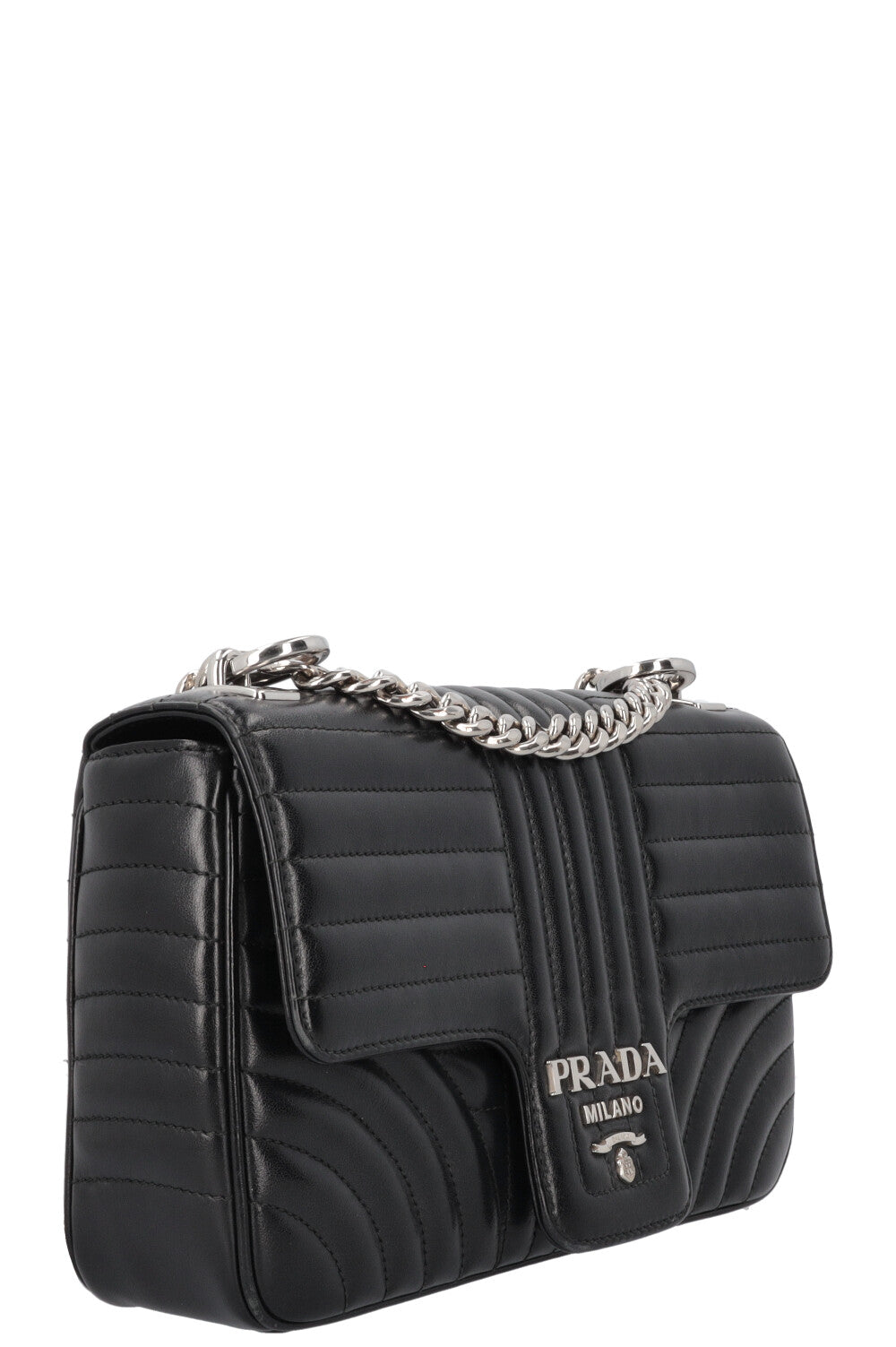 PRADA Logo Chain Flap Bag Black