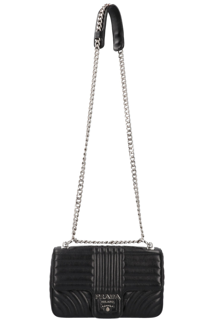 PRADA Logo Chain Flap Bag Black