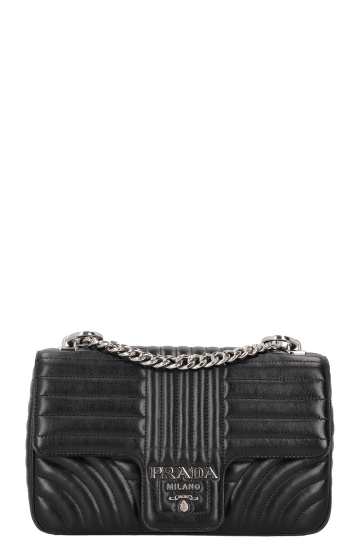 PRADA Logo Chain Flap Bag Black