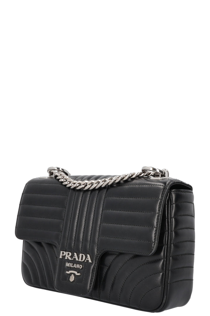 PRADA Logo Chain Flap Bag Black