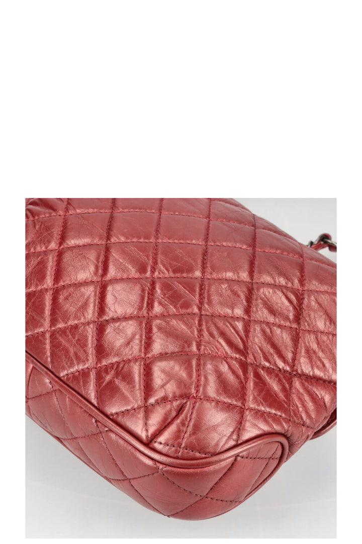 CHANEL 3 Accordion Bag Quilted Leather Burgundy