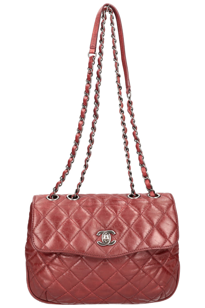 CHANEL 3 Accordion Bag Quilted Leather Burgundy