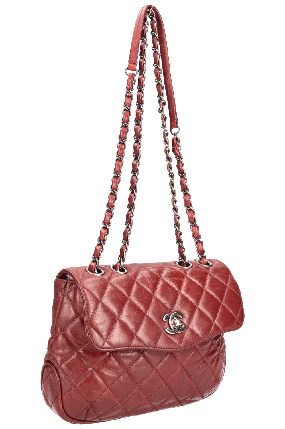 CHANEL 3 Accordion Bag Quilted Leather Burgundy