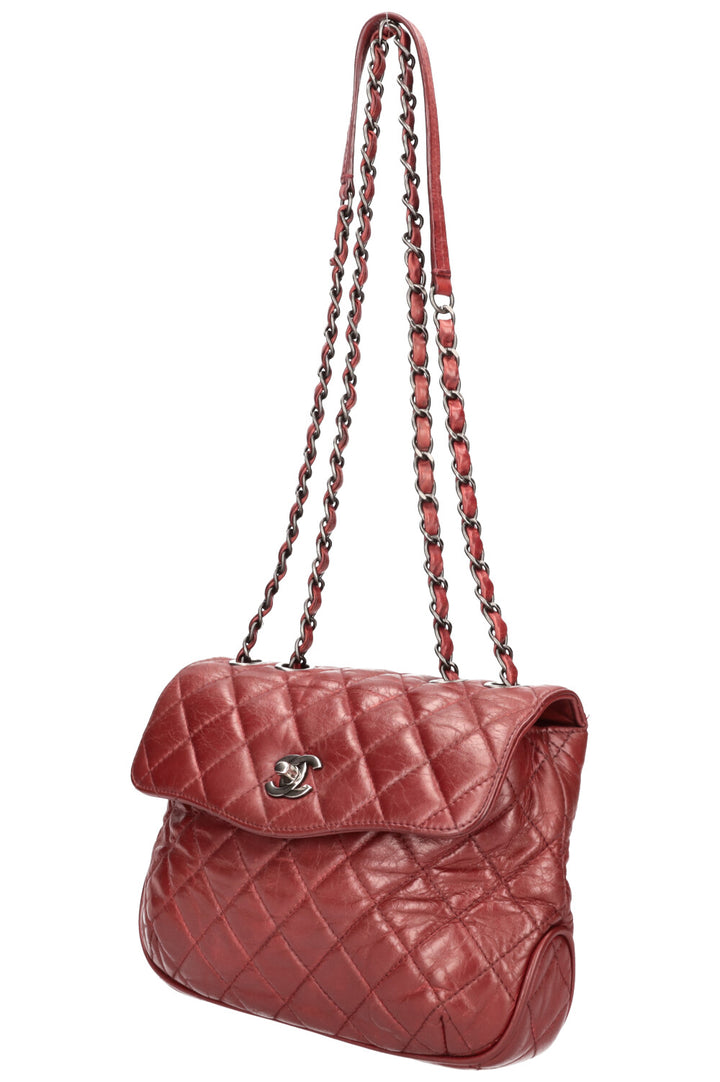 CHANEL 3 Accordion Bag Quilted Leather Burgundy