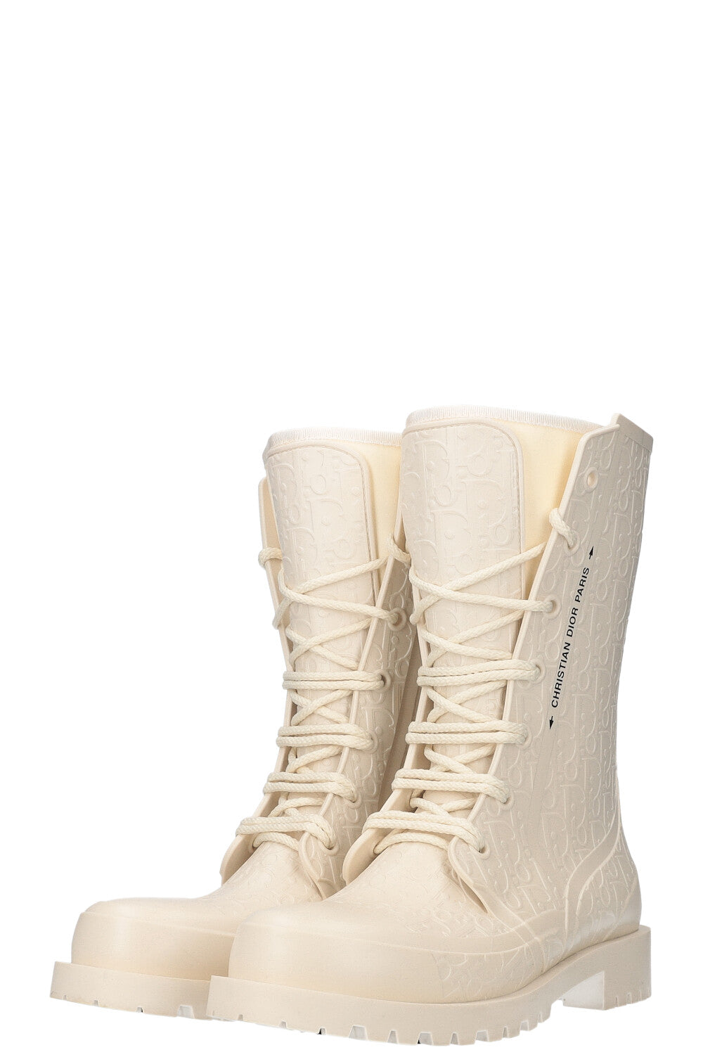 CHRISTIAN DIOR Urban D-Ankle Rubber Boots Oblique Ivory