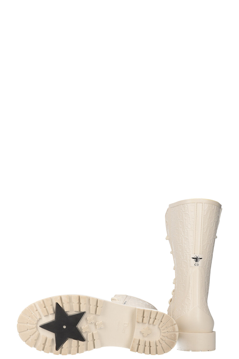 CHRISTIAN DIOR Urban D-Ankle Rubber Boots Oblique Ivory