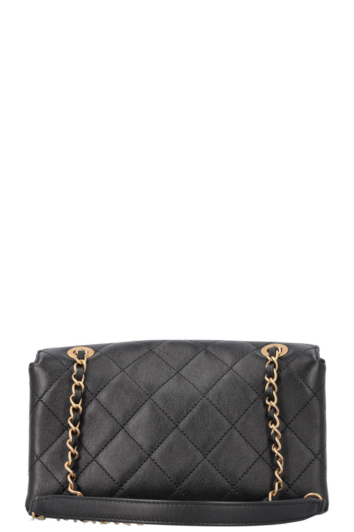 CHANEL Logo Enchained Flap Bag Black