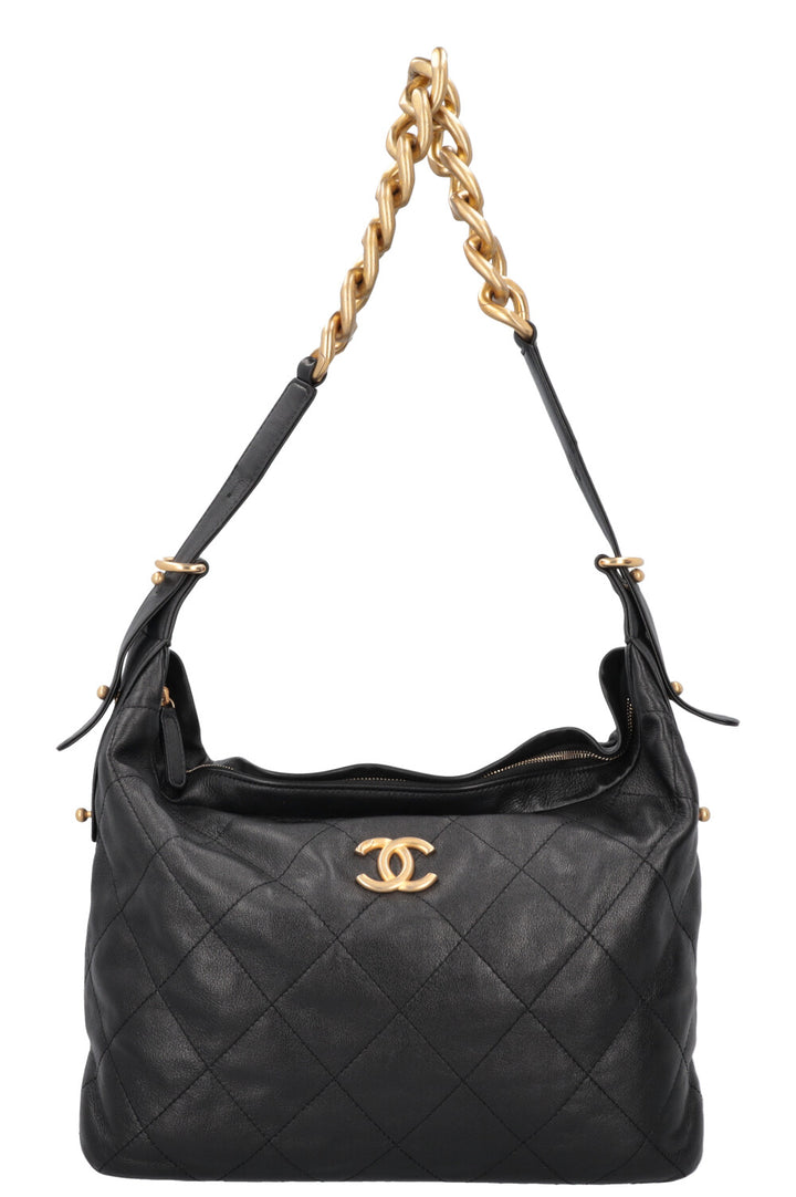 CHANEL Daily Belted Chain Hobo Bag Black