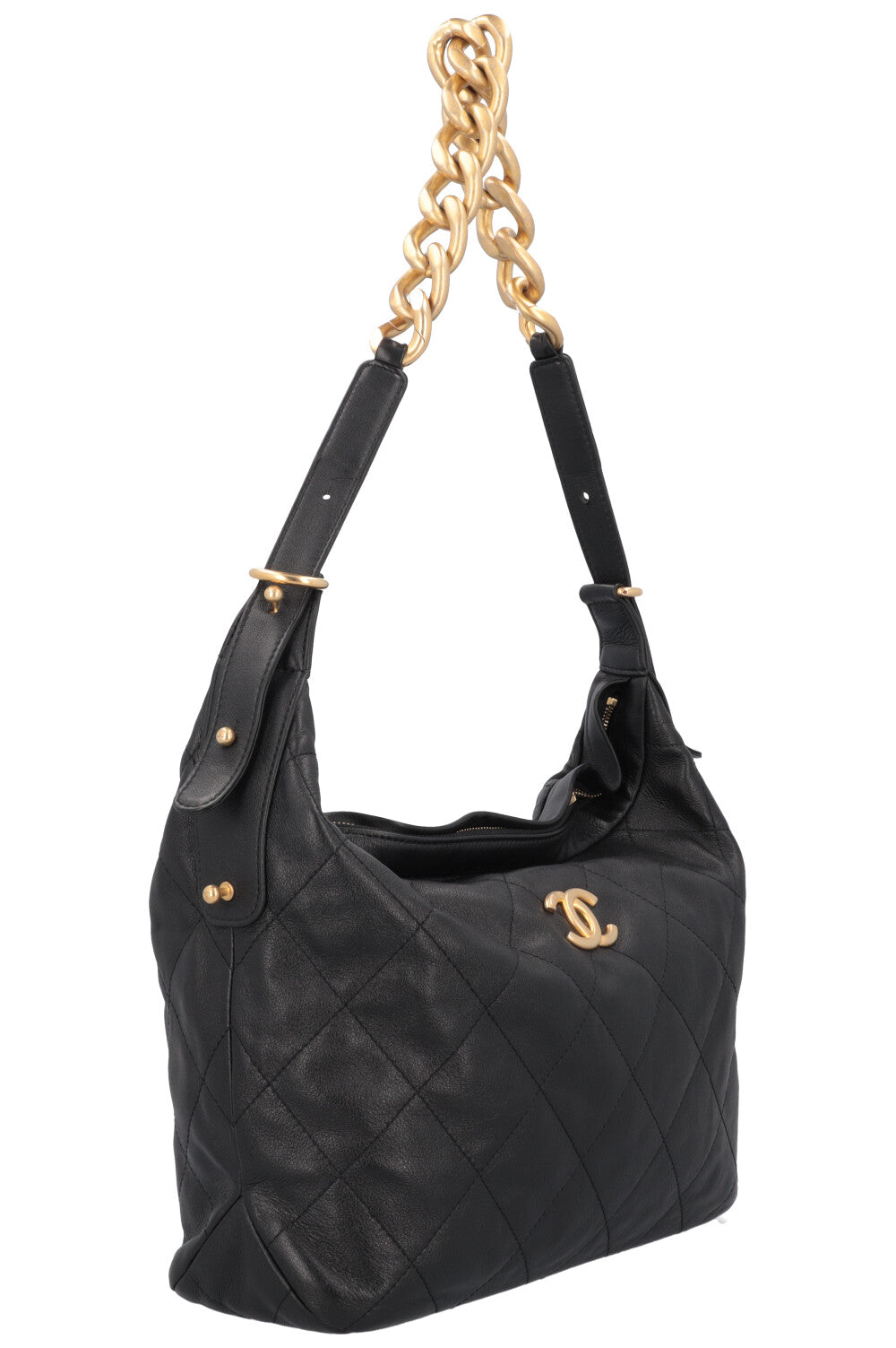 CHANEL Daily Belted Chain Hobo Bag Black