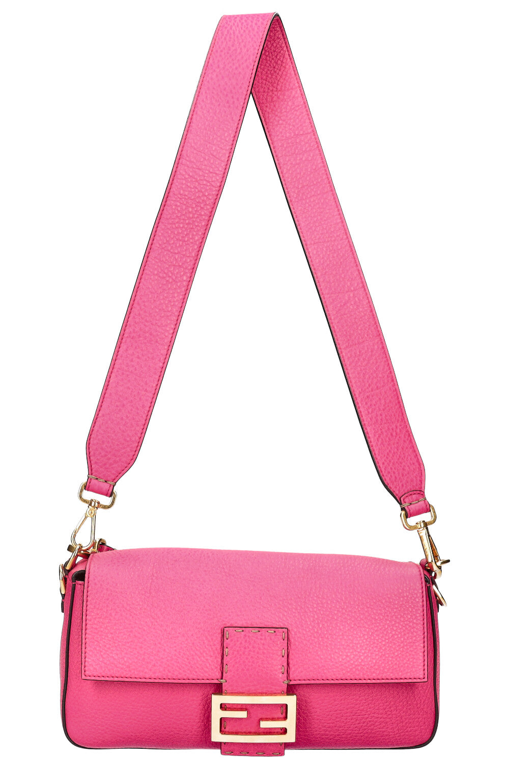 FENDI Baguette Bag Selleria Leather Pink