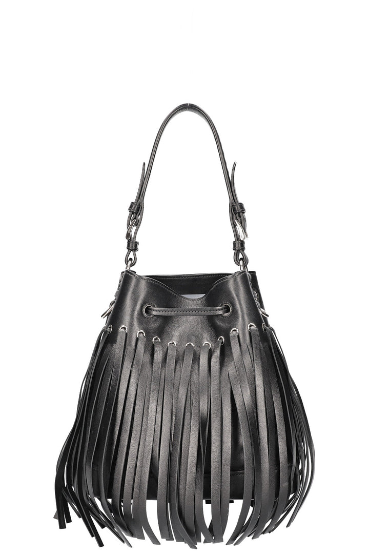 PRADA Fringed Bucket Bag Black