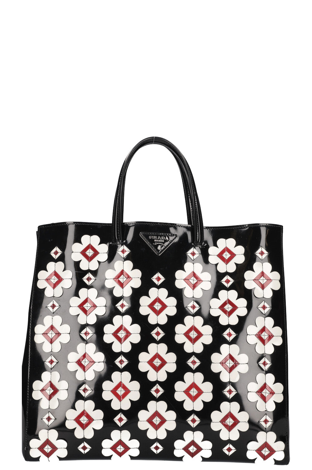 PRADA Spazzolato Tote with Geometric Black