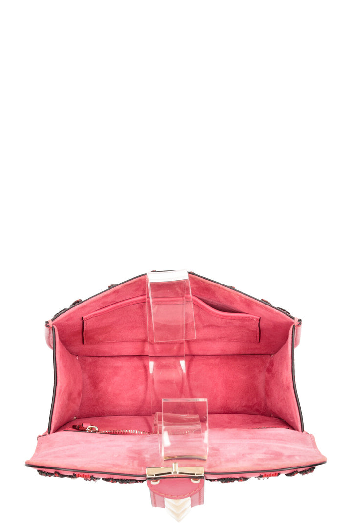 VALENTINO Rockstud Lock Lipstick Beaded Bag Pink