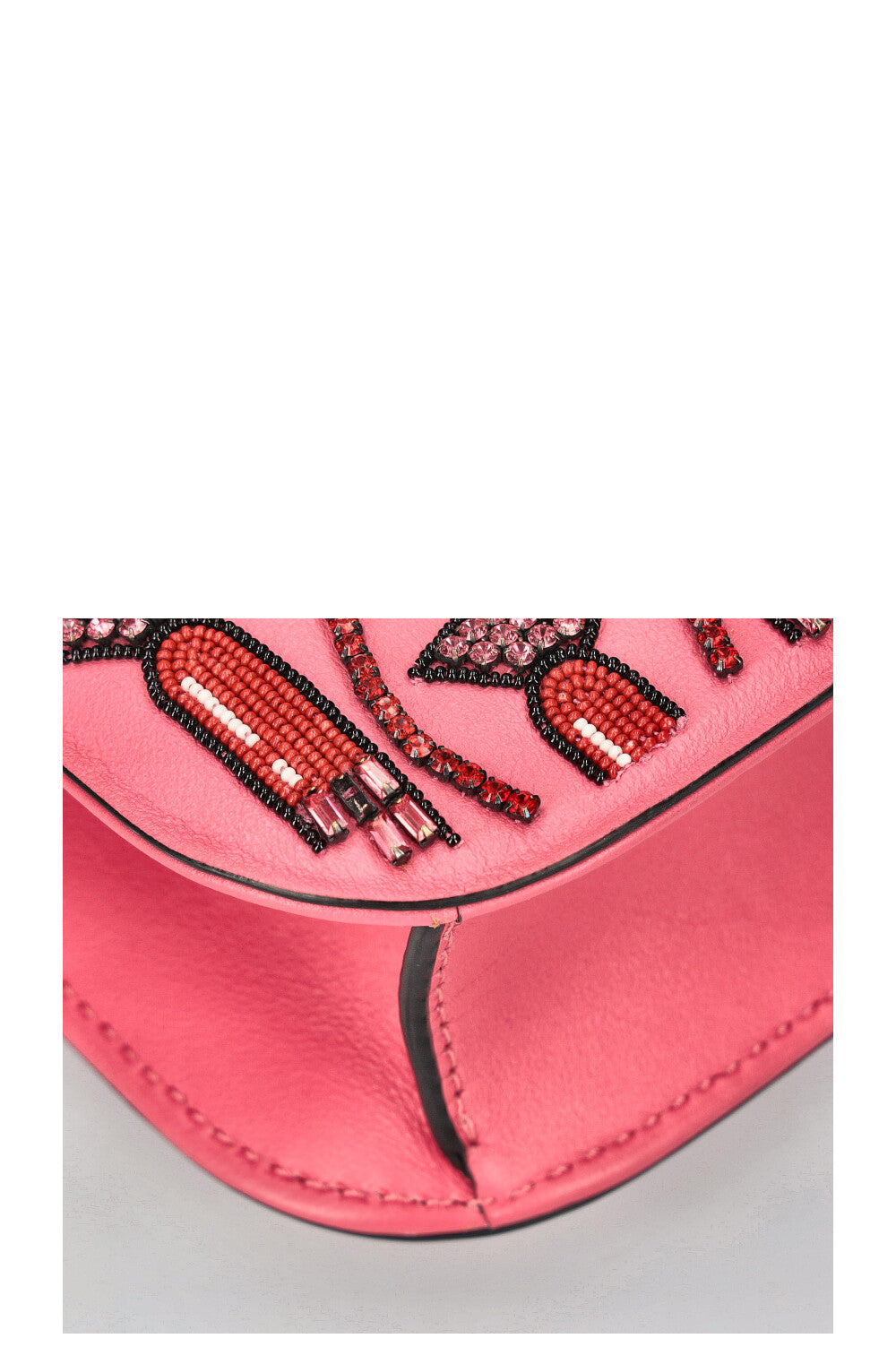 VALENTINO Rockstud Lock Lipstick Beaded Bag Pink