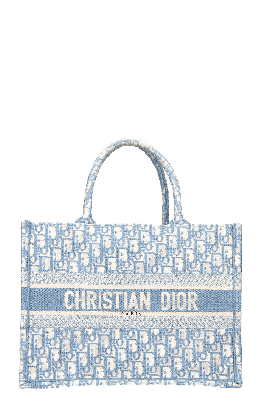 CHRISTIAN DIOR Medium Book Tote Oblique Embroidery Baby Blue