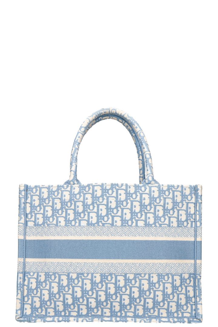 CHRISTIAN DIOR Medium Book Tote Oblique Embroidery Baby Blue