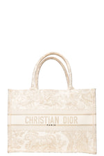 CHRISTIAN DIOR Medium Book Tote Toile de Jouy Embroidery Gold & White