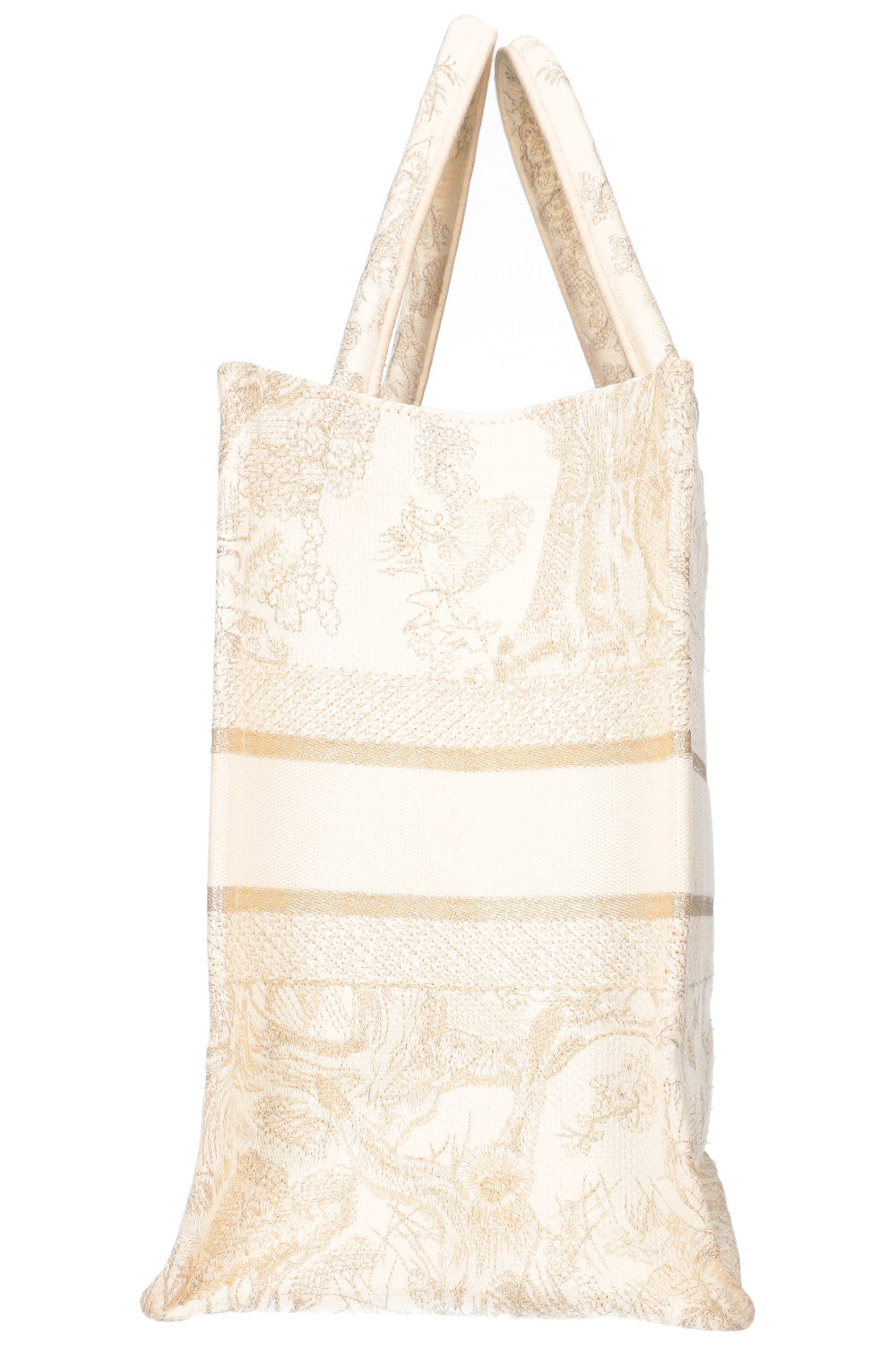 CHRISTIAN DIOR Medium Book Tote Toile de Jouy Embroidery Gold & White