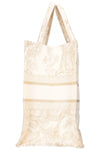 CHRISTIAN DIOR Medium Book Tote Toile de Jouy Embroidery Gold & White