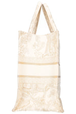 CHRISTIAN DIOR Medium Book Tote Toile de Jouy Embroidery Gold & White