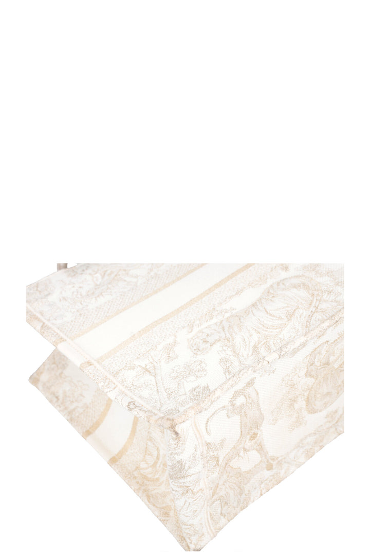 CHRISTIAN DIOR Medium Book Tote Toile de Jouy Embroidery Gold &amp; White