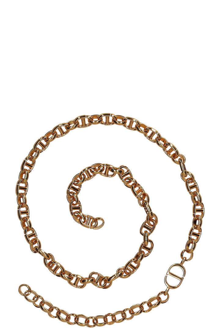 CHRISTIAN DIOR Logo Chain Belt Gold