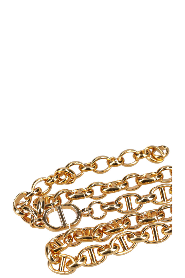 CHRISTIAN DIOR Logo Chain Belt Gold