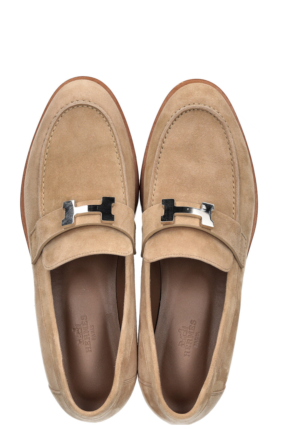 HERMÈS Faubourg Flats Suede Beige