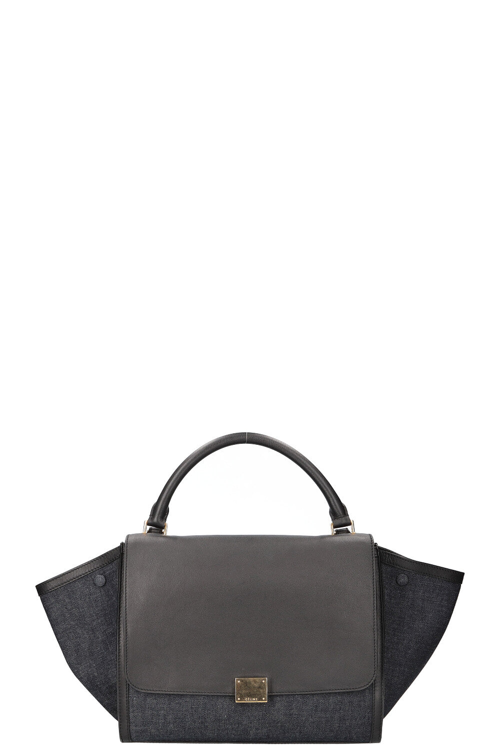 CÉLINE Trapeze Bag Leather & Denim Blue & Black