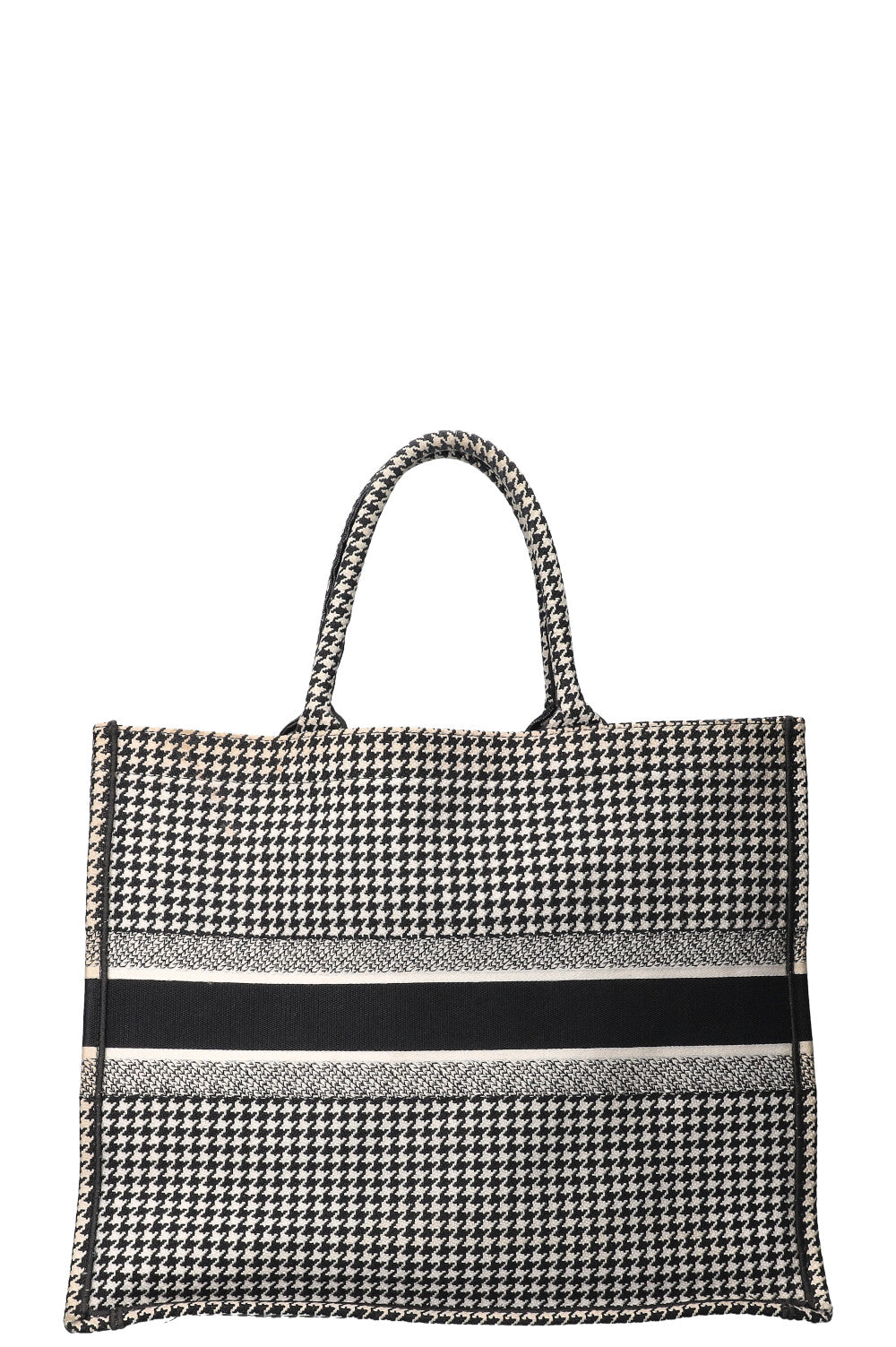 CHRISTIAN DIOR Houndstooth Book Tote Black & White