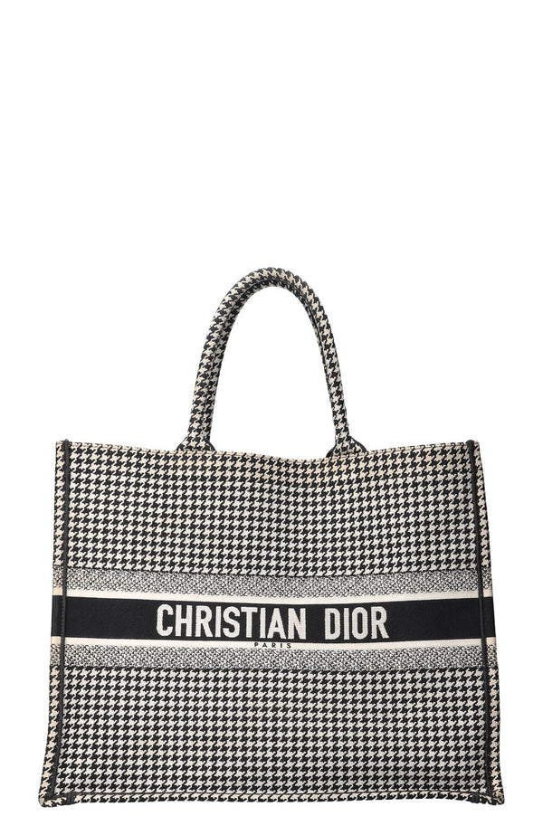 CHRISTIAN DIOR Cabas livre pied-de-poule noir et blanc
