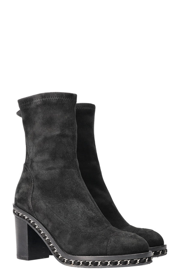 CHANEL Bottines Daim Noir