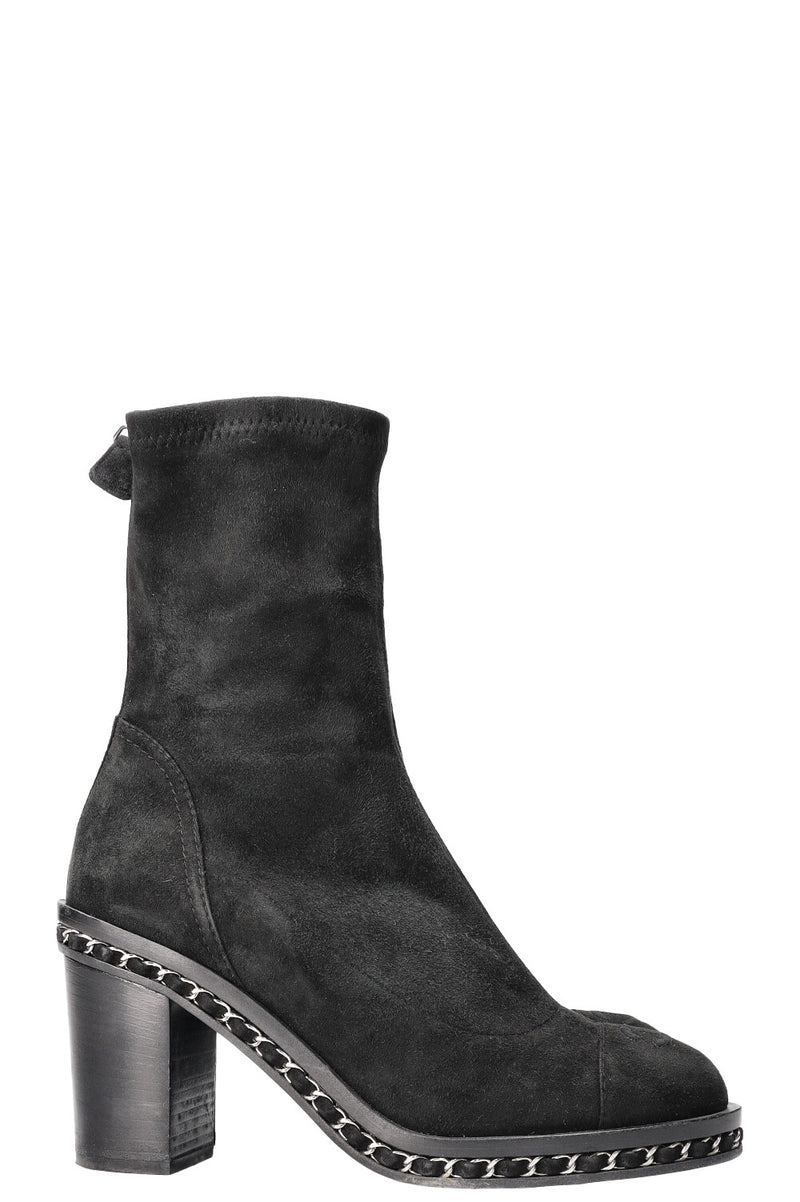 CHANEL Boots Suede Black