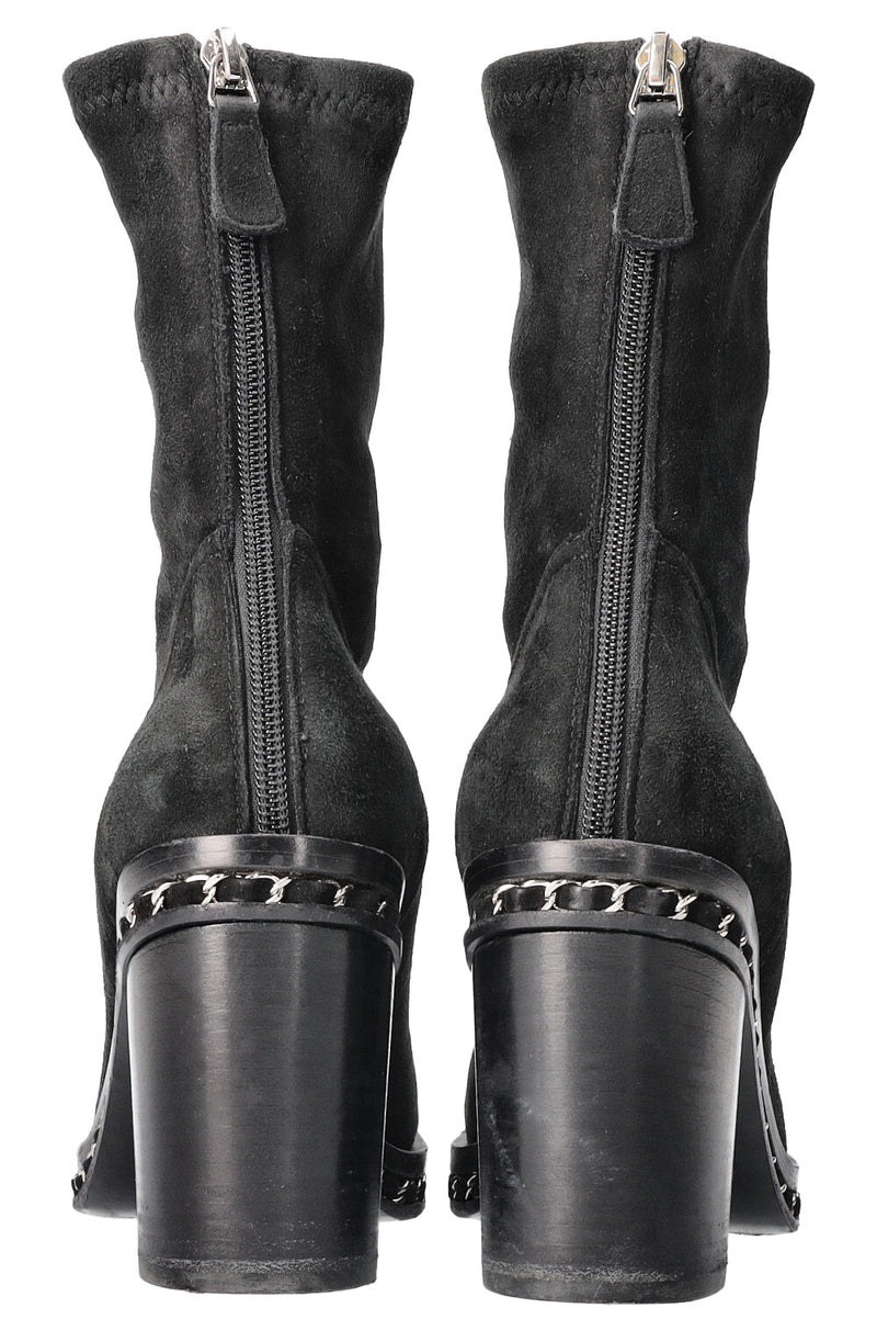 CHANEL Boots Suede Black