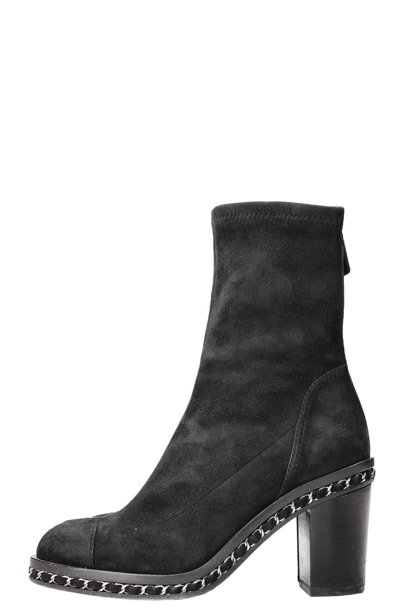 CHANEL Boots Suede Black