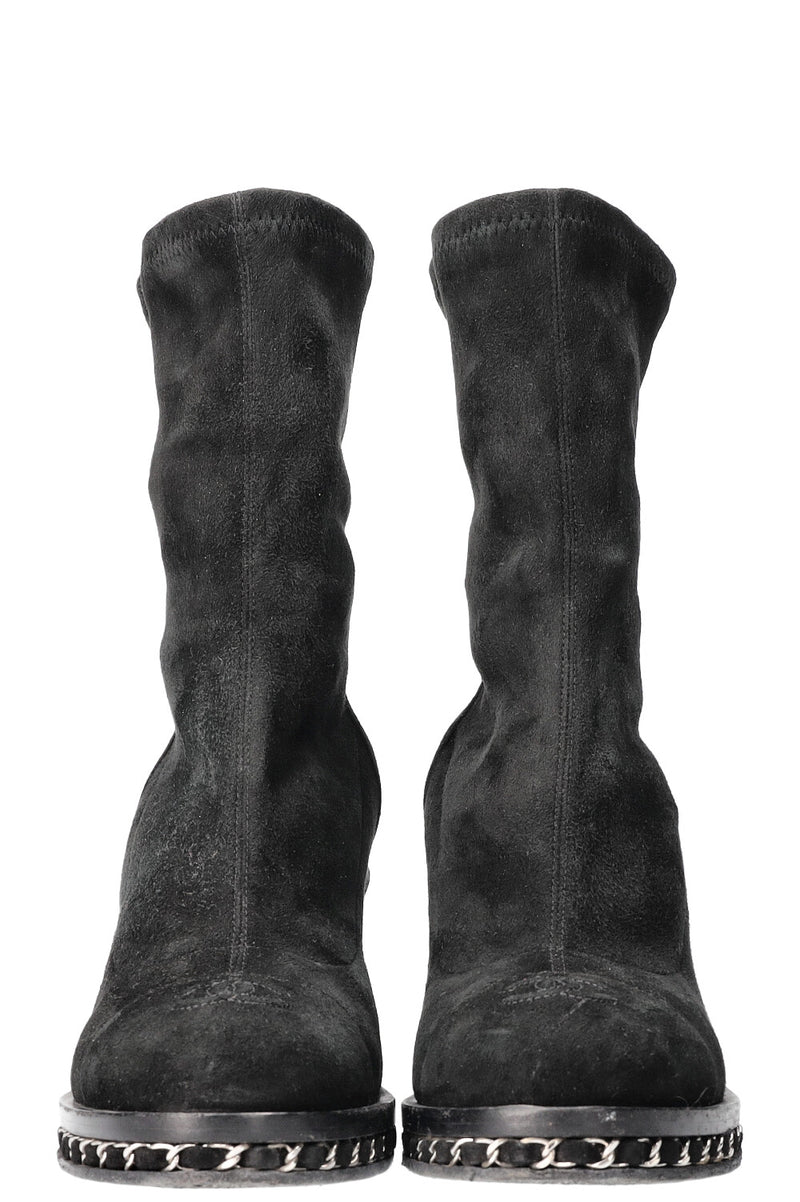 CHANEL Boots Suede Black