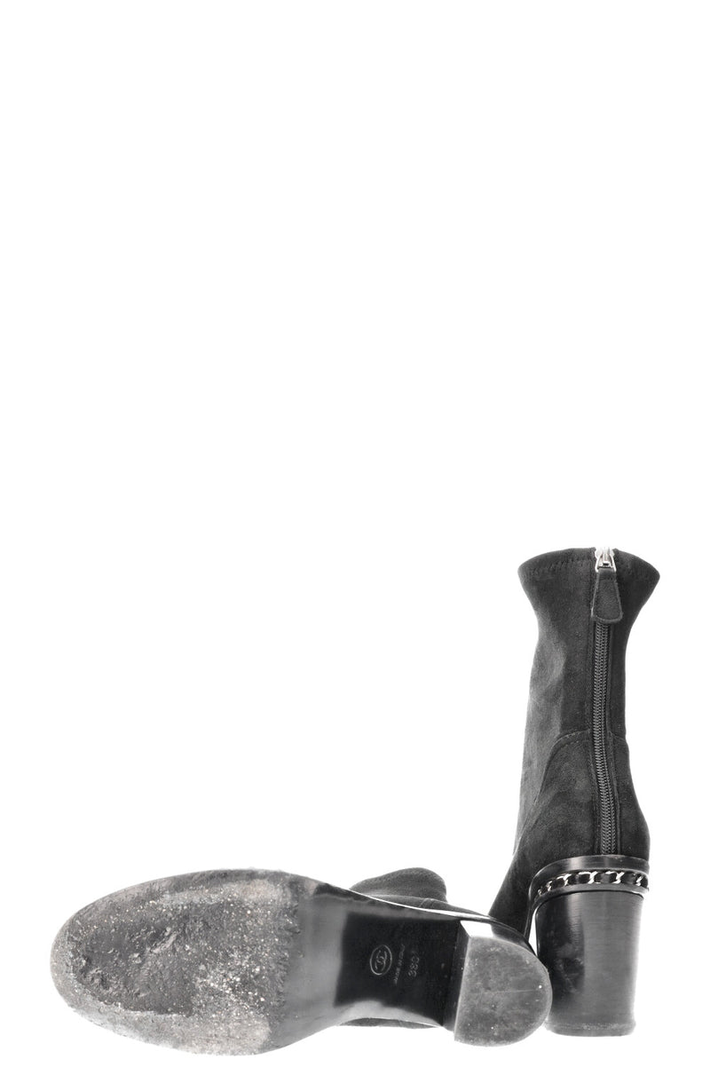CHANEL Boots Suede Black