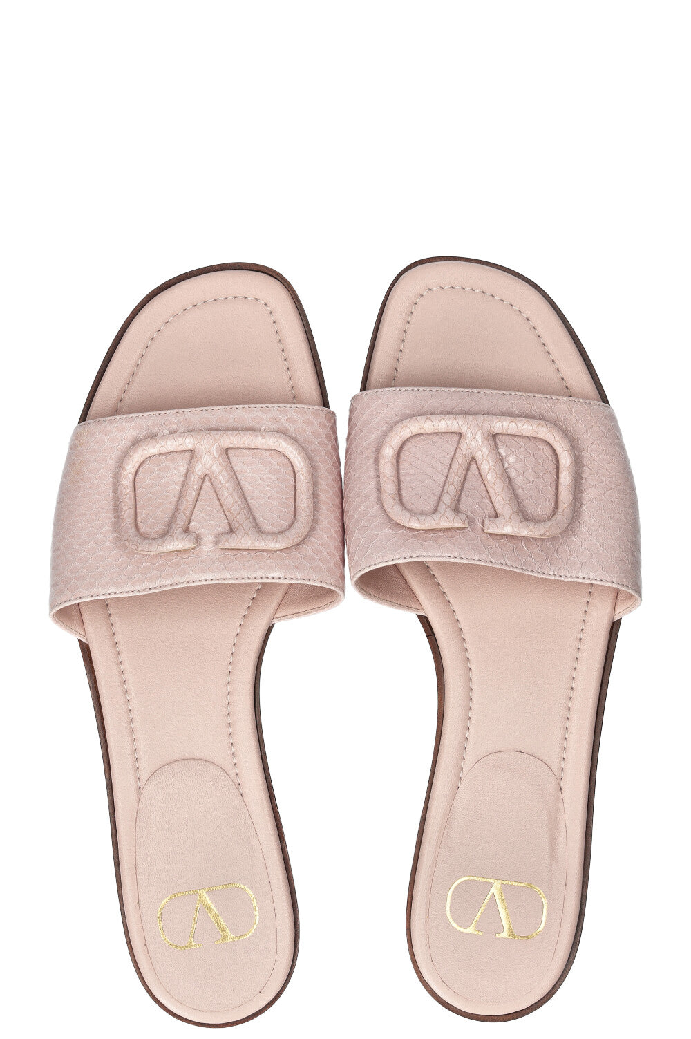 VALENTINO Vlogo Flats Serpent Embosse Rose