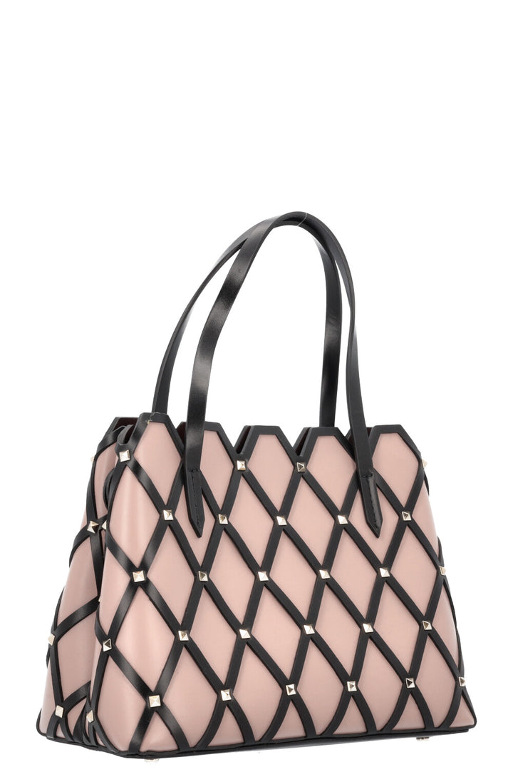 VALENTINO Beehive Tote Bag Small Black Dusty Rose