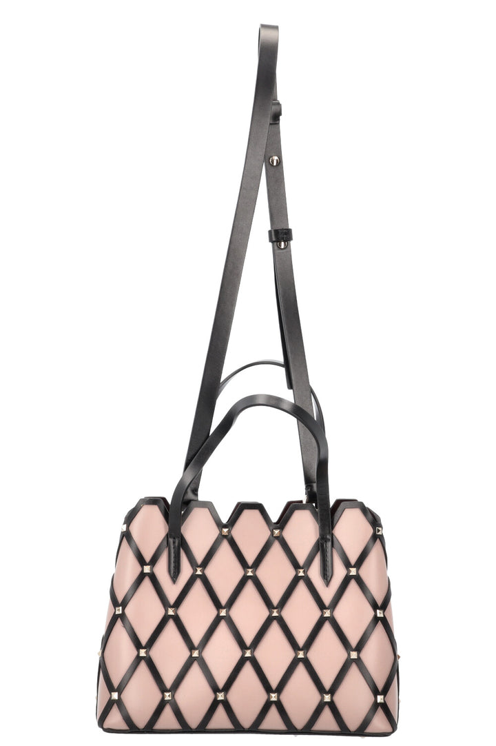 VALENTINO Beehive Tote Bag Small Black Dusty Rose