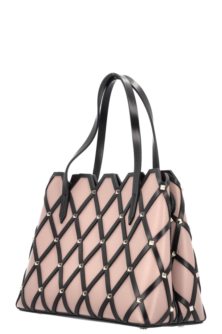 VALENTINO Beehive Tote Bag Small Black Dusty Rose