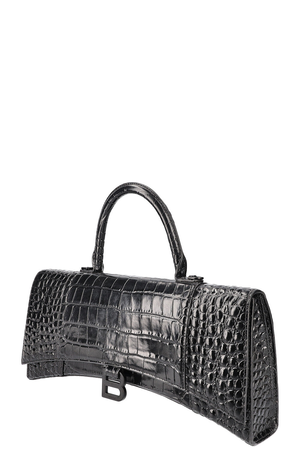 BALENCIAGA Hourglas Stretch Bag Croc Embossed Black – REAWAKE