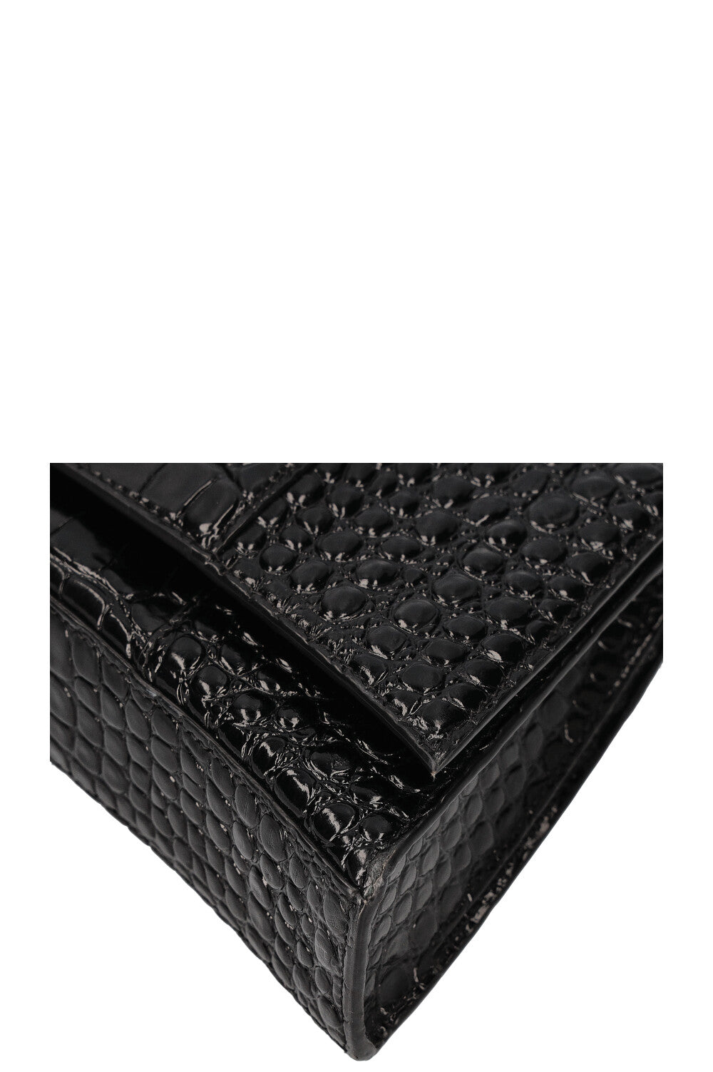BALENCIAGA Hourglas Stretch Bag Croc Embossed Black