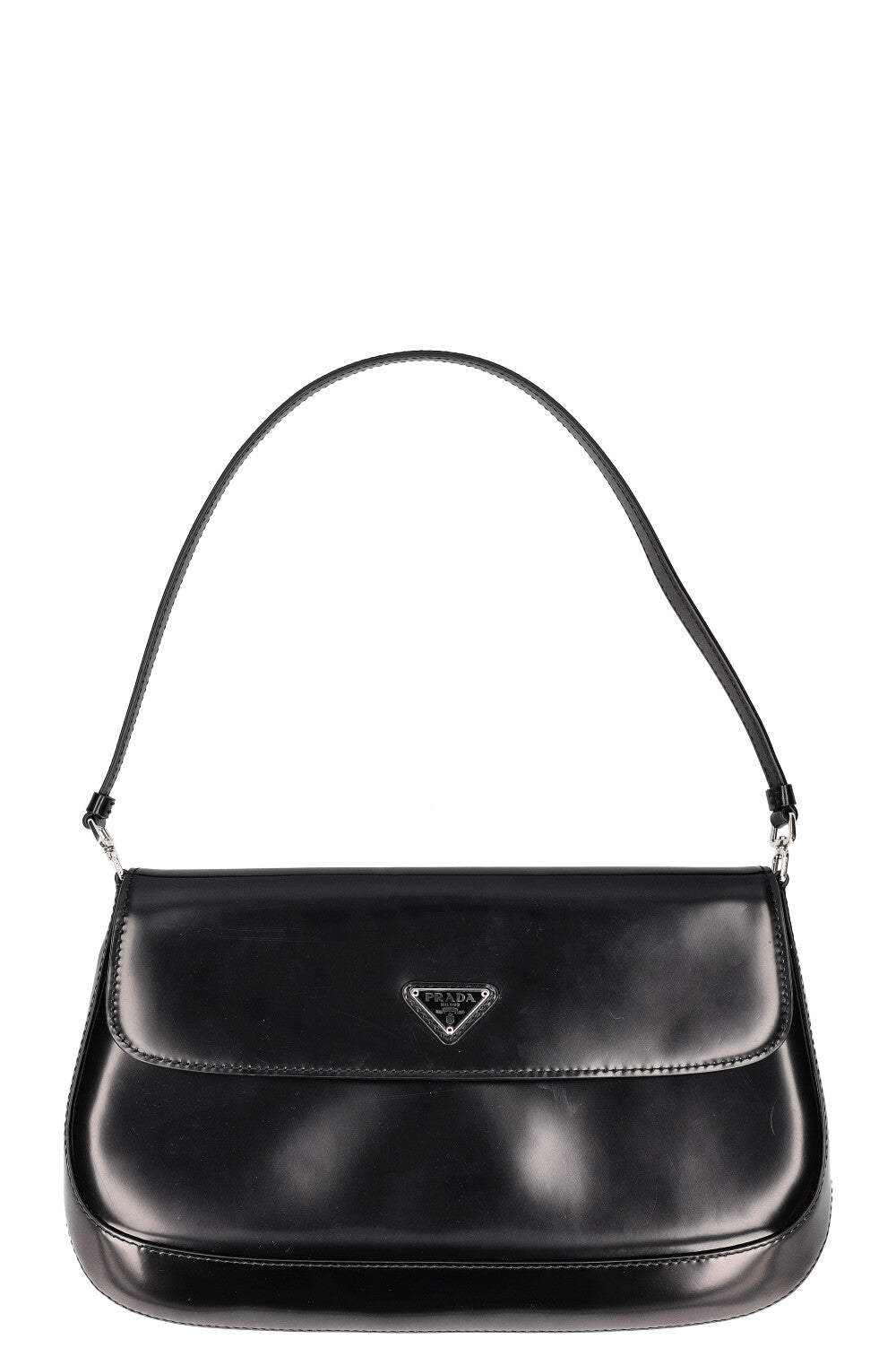 PRADA Cleo Shoulder Bag Brushed Leather Black