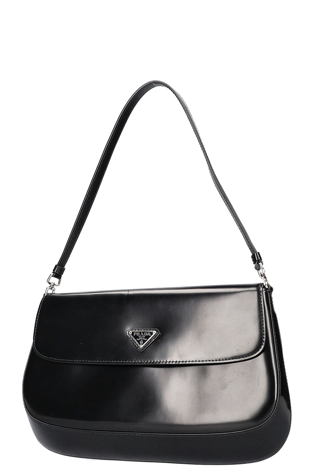 PRADA Cleo Shoulder Bag Brushed Leather Black