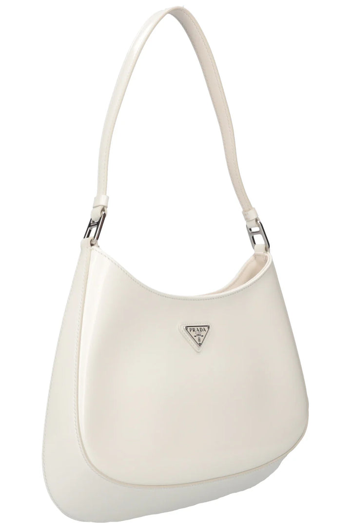 Sac porté épaule Prada Cleo en cuir verni blanc