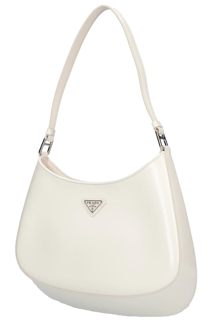 Sac porté épaule Prada Cleo en cuir verni blanc